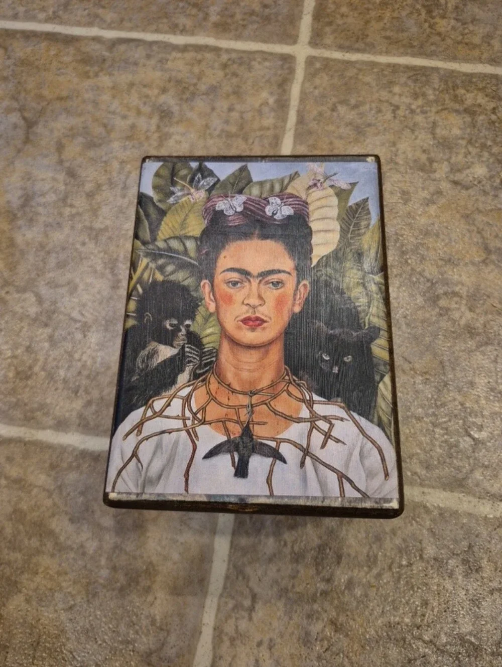 Frida Kahlo Portrait Decorative Wooden Box - One Of A Kind
